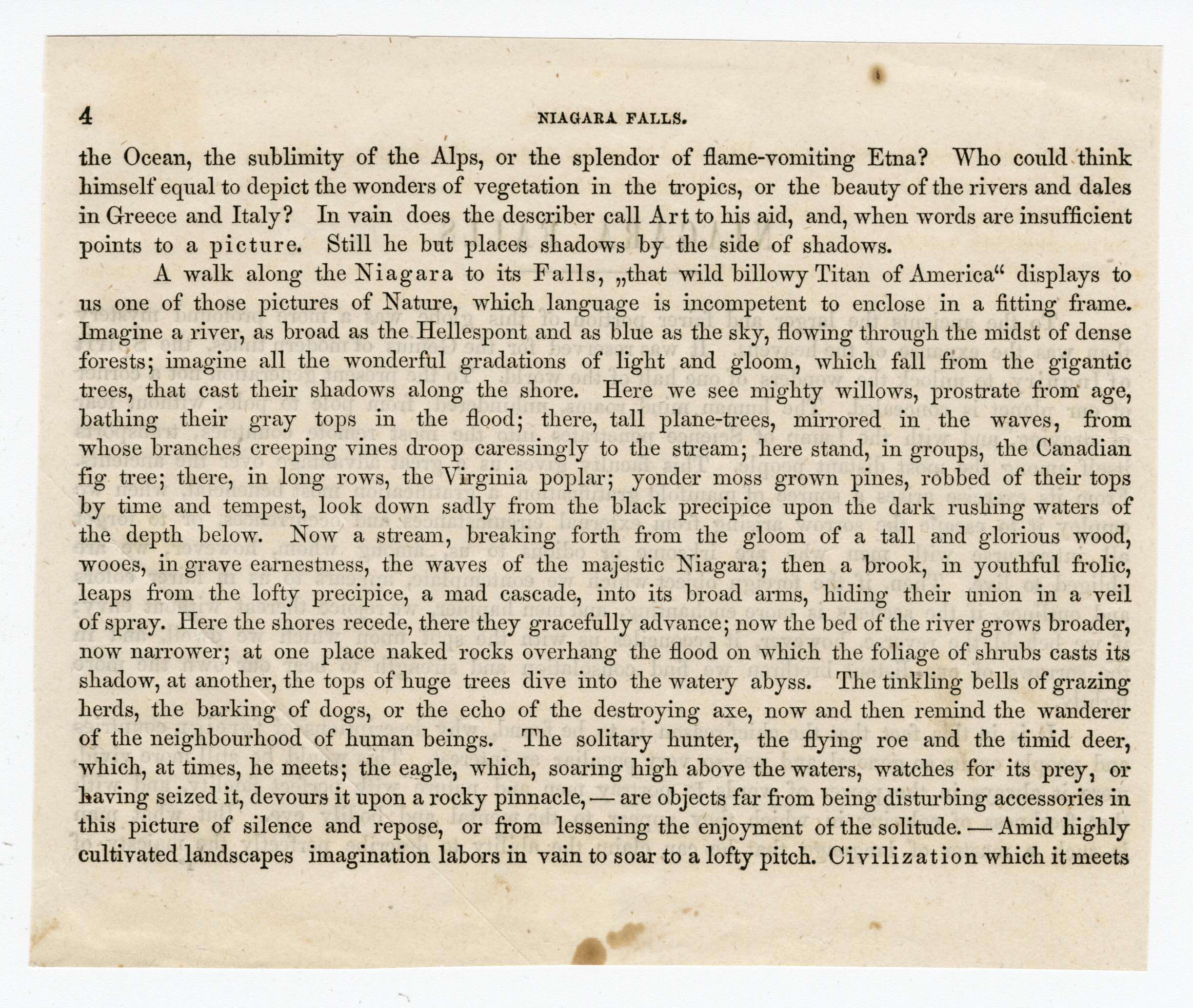 Description of the Natural Beauty of the Falls (1852, unknown author)